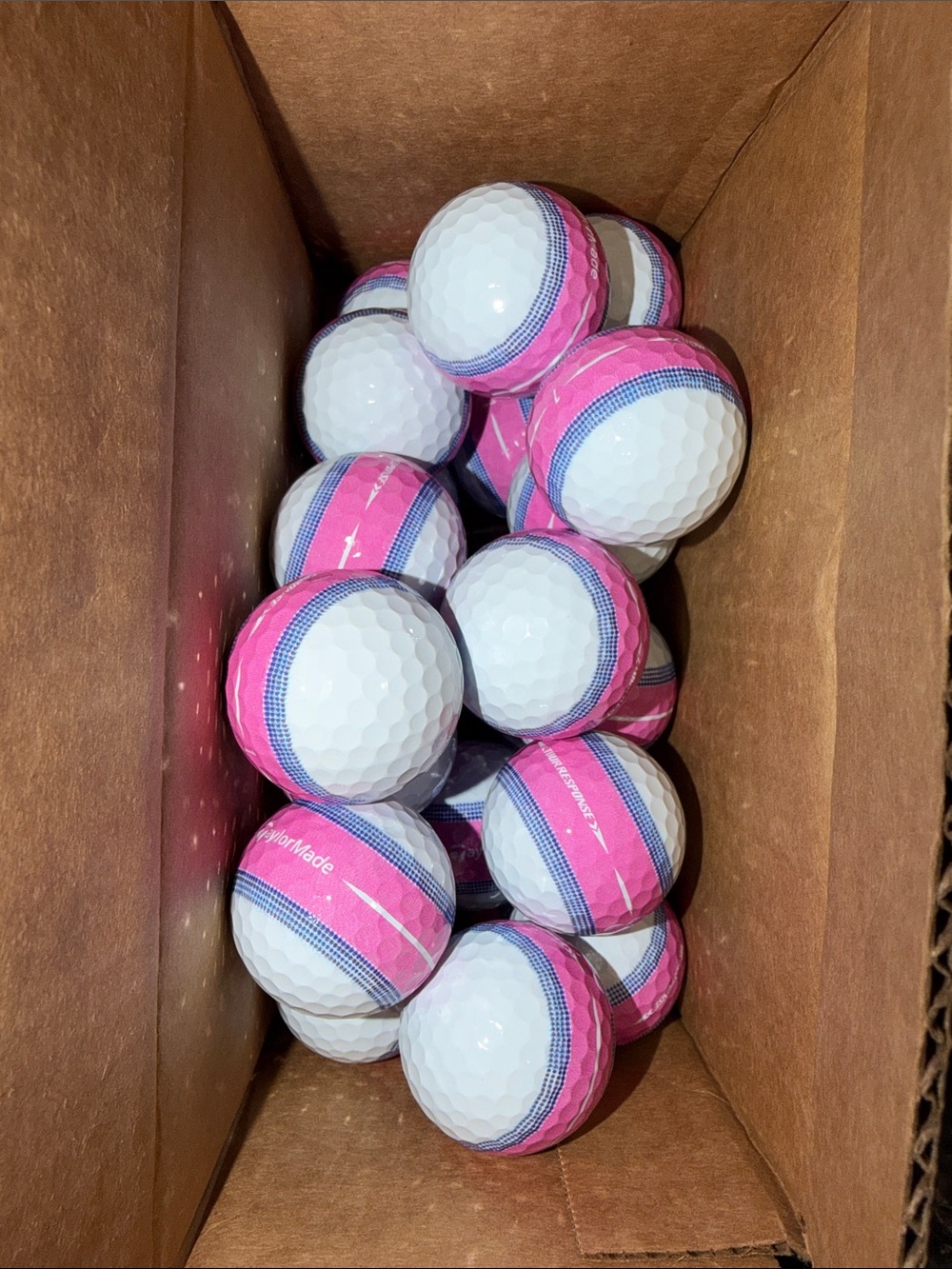 TaylorMade Tour Response Stripe Pink Bulk Golf Balls, 2 Dozen